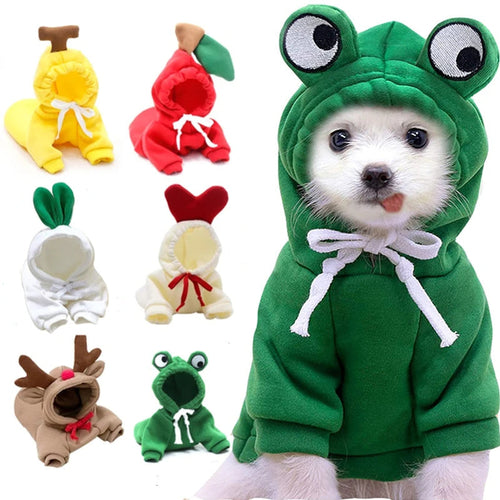 Cute Fruit Dog Clothes For Small Dogs Hoodies Winter Warm Fleece Pet
