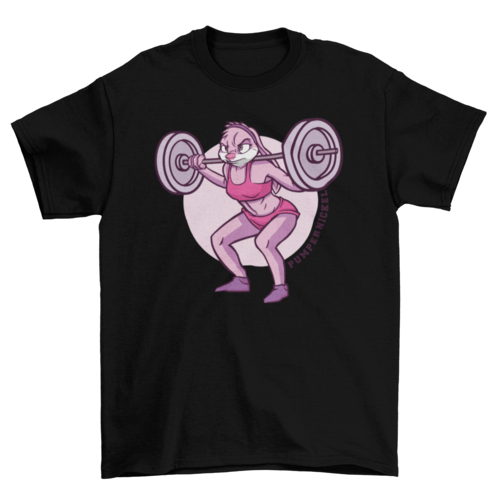 Weightlifting bunny cartoon t-shirt