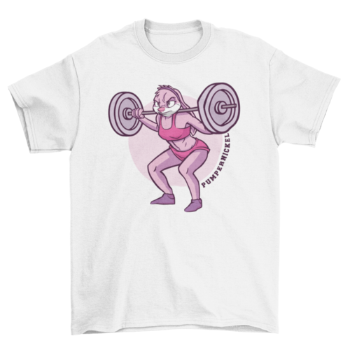Weightlifting bunny cartoon t-shirt