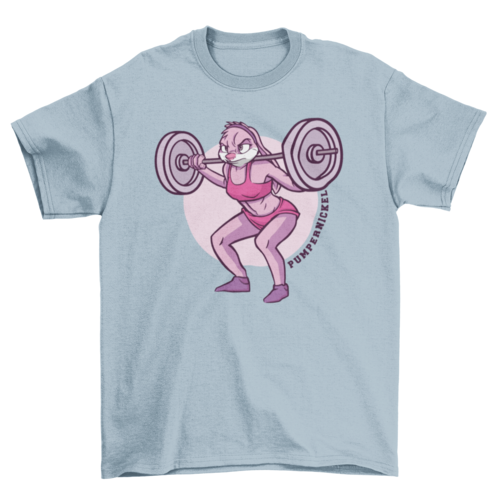 Weightlifting bunny cartoon t-shirt