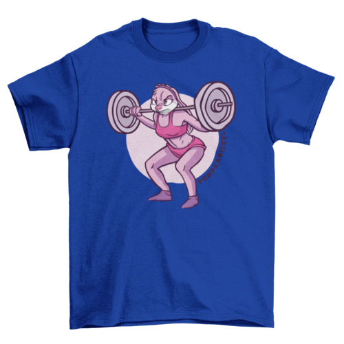 Weightlifting bunny cartoon t-shirt