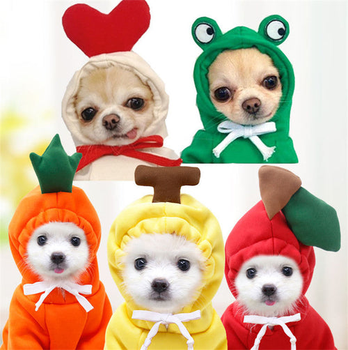 Cute Fruit Dog Clothes For Small Dogs Hoodies Winter Warm Fleece Pet